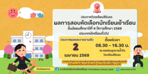 ประกาศผลการสอบคัดเลือกชั้นม.4 ประเภททั่วไป