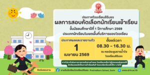 ประกาศผลการสอบคัดเลือกนักเรียนชั้นม.1 ปีการศึกษา 2569 ประเภทในเขตพื้นที่บริการ